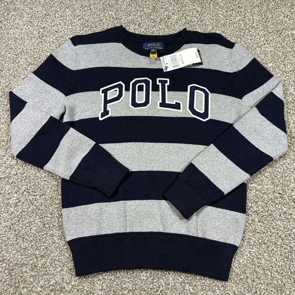 Polo Ralph Lauren Other - Polo Ralph Lauren Boys Crewneck Sweater Gray Spell Out Medium (10/12) NWT